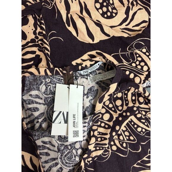 NWT ZARA WOMEN'S Linen Blend Long Printed Skirt + Blouse Suit  2 Pieces XL - Picture 7 of 13